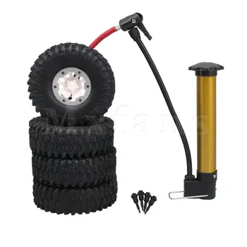 

Mxfans 4 x RC 1:10 Rock Crawler Inflatable Tires & White Rims Silver Beadlock