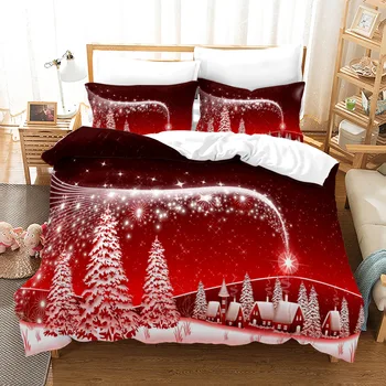 

Christmas Tree Pattern 260×229 Duvet Cover Set With Pillowcase,228×228 Quilt Cover,Red Blanket Cover King Size【No Sheets】