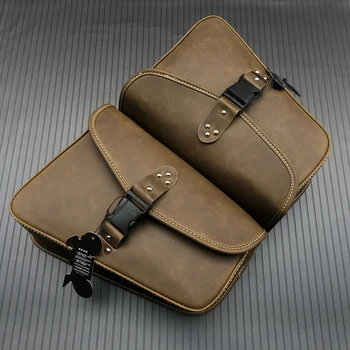 

Outdoor Motorcycle PU Leather Tool Bag Saddle Bag Vintage Retro Universal Luggage Storage Bags For Harley Sportster XL 883