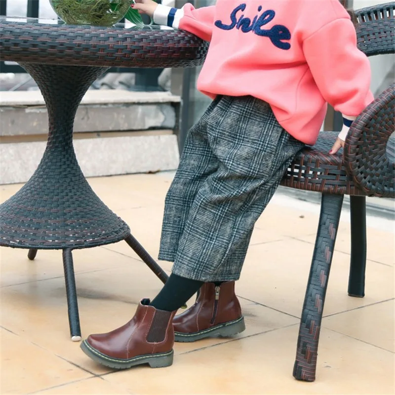 

Children Trumpet Harem Pants Spring And Autumn New Style 2019 Korean-style Girls Plaid mao ni liao Loose Pants Capri Pants Sub-