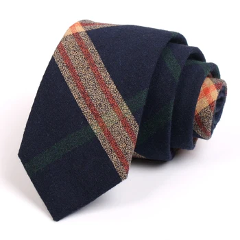 

Men's Fashion Foraml Tie 2020 New 7CM Cotton TIes For Men High Quality Business Suit Work Necktie Classic Blue Plaid Neck Tie