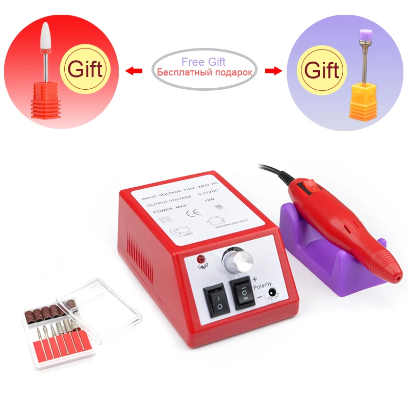 Электрический сверлильный станок для ногтей, пилка для ногтей, профессиональное оборудование для педикюра, маникюрный станок, фреза для ногтей, инструменты для дизайна ногтей - Цвет: 2000Red