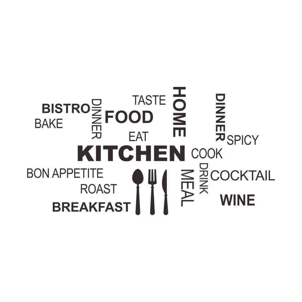Creative Kitchen Text Wall Stickers For Kitchen Table Background Decoration Mural Restaurant Room Home Decor Removable Wallpaper wall stickers self adhesive stickers self adhesive wallpaper vinyl wallpaper kitchen wall sticker adhesive wallpaper decorative tile stickers