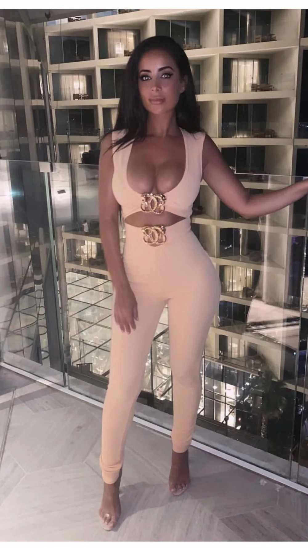 Черный и бежевый цвет дамы HL повязки Комбинезоны Сексуальная Bodycon 2 шт. Женский комплект знаменитости модная одежда