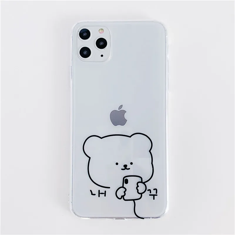 Прозрачный чехол из ТПУ с простым рисунком медведя для iPhone11Pro Max X XS Max, мягкий чехол для телефона для iPhone XR 7 8 Plus, чехол - Цвет: 1
