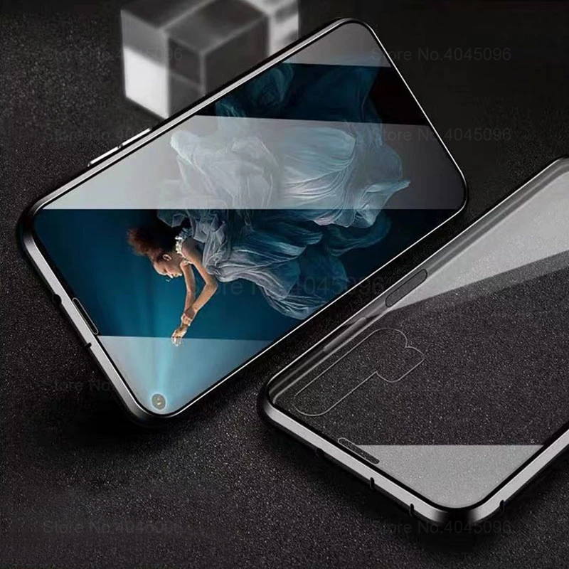 Black 360 магнитный чехол для huawei honor 20 pro, двойной чехол из закаленного стекла для honor 20 honer 20 20s YAL-L21 MAR-LX1, металлический чехол для задней панели s - Цвет: Black