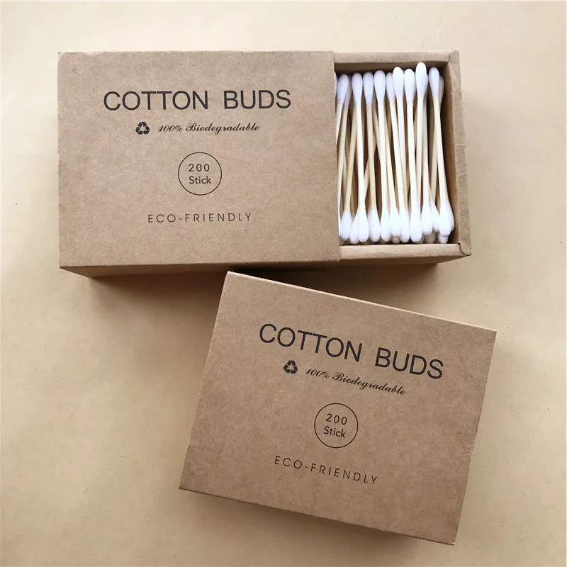 1000/2000PC Double Head Bamboo Cotton Buds Tip Adults Makeup Swab Wood Sticks Plastic-Free Nose Ears Cleaning Tool | Красота и
