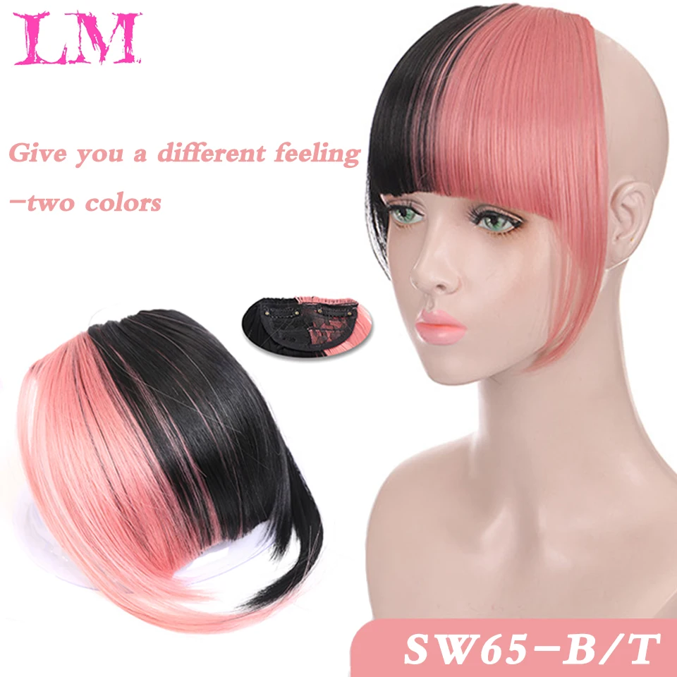 LM Short Synthetic Bangs Heat Resistant Hairpieces Hair Women Natural Short Fake Hair Bangs Clips for Extensions Black