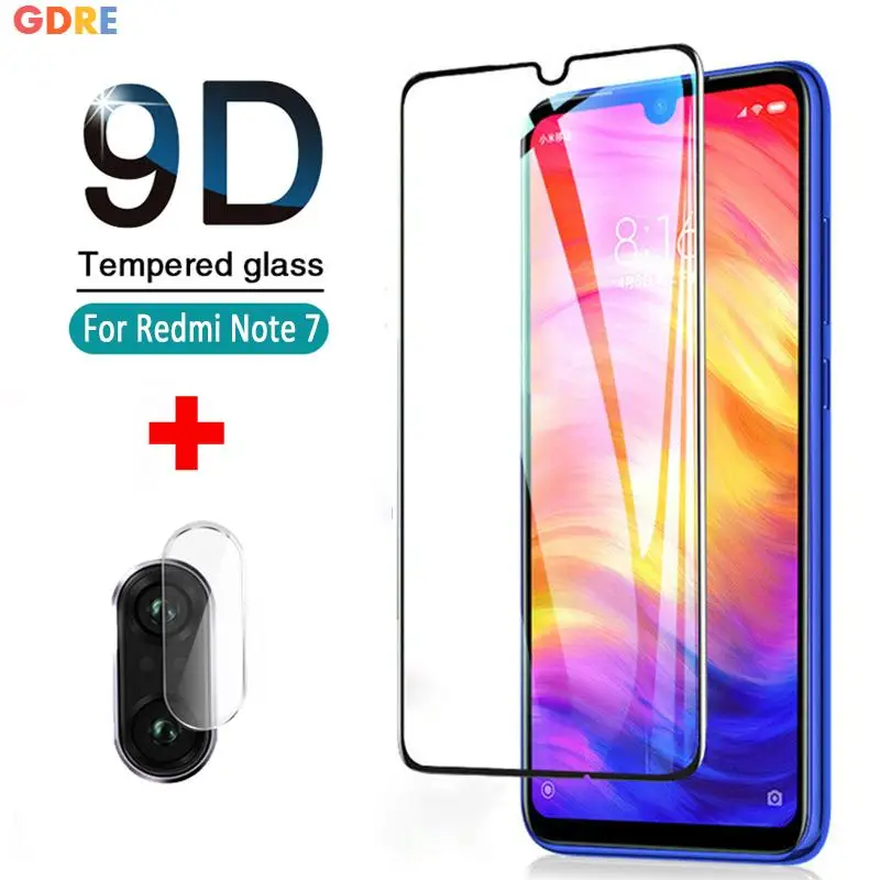 2 в 1 9D Защитное стекло для Xiaomi redmi note8 Pro Полное покрытие на Note7 Note6pro Note5a 7a k20 пленка |