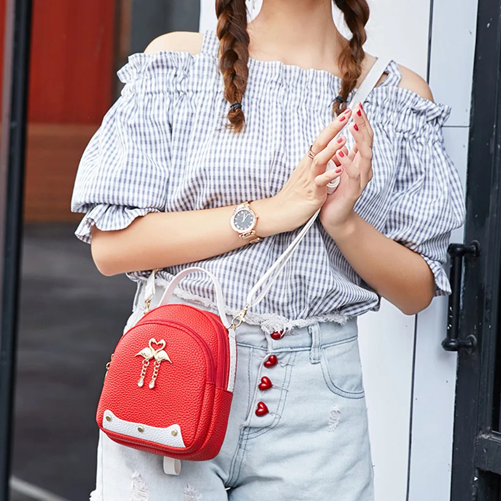 Mini Backpack Women Leather Little Swan Shoulder Bag For Teenage Girls Small Bagpack School Backpack Female Mochila#A