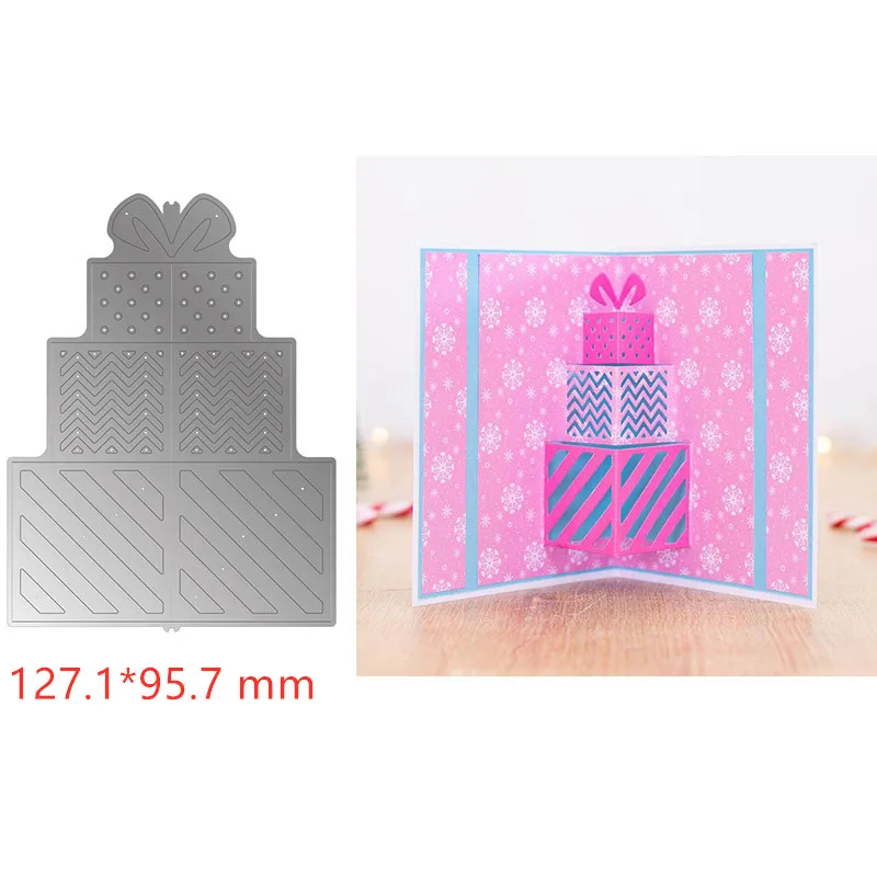 Christmas Pop Out Metal Cutting Dies Stacked Gifts Christmas Tree Snowflake Reindeer Diecut for DIY Scrapbooking Card Craft 2021