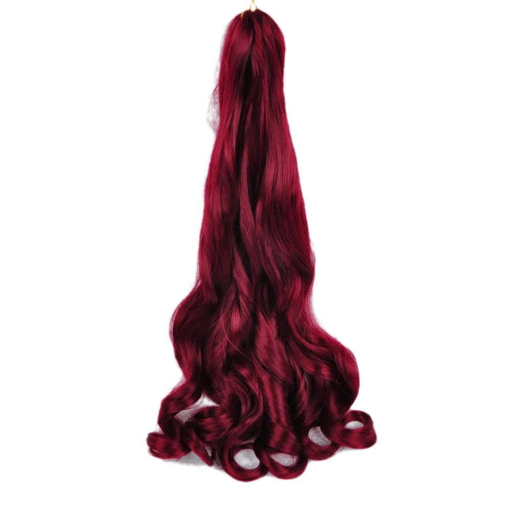 Synthetic 26 Inches Loose Wave Crochet Braids Hair Ombre Spiral Curls Pre Stretched Braiding Hair Extensions For Black Woman