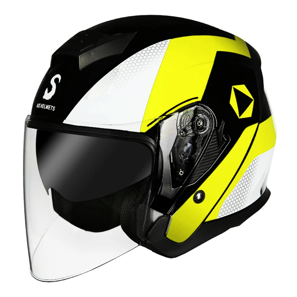 AIS мотоциклетный шлем для мотокросса Байкер Мото шлем с открытым лицом Шлемы для скутера мотоциклетный шлем для мужчин и женщин двойной объектив Casco - Цвет: 712-02 Clear Lenses