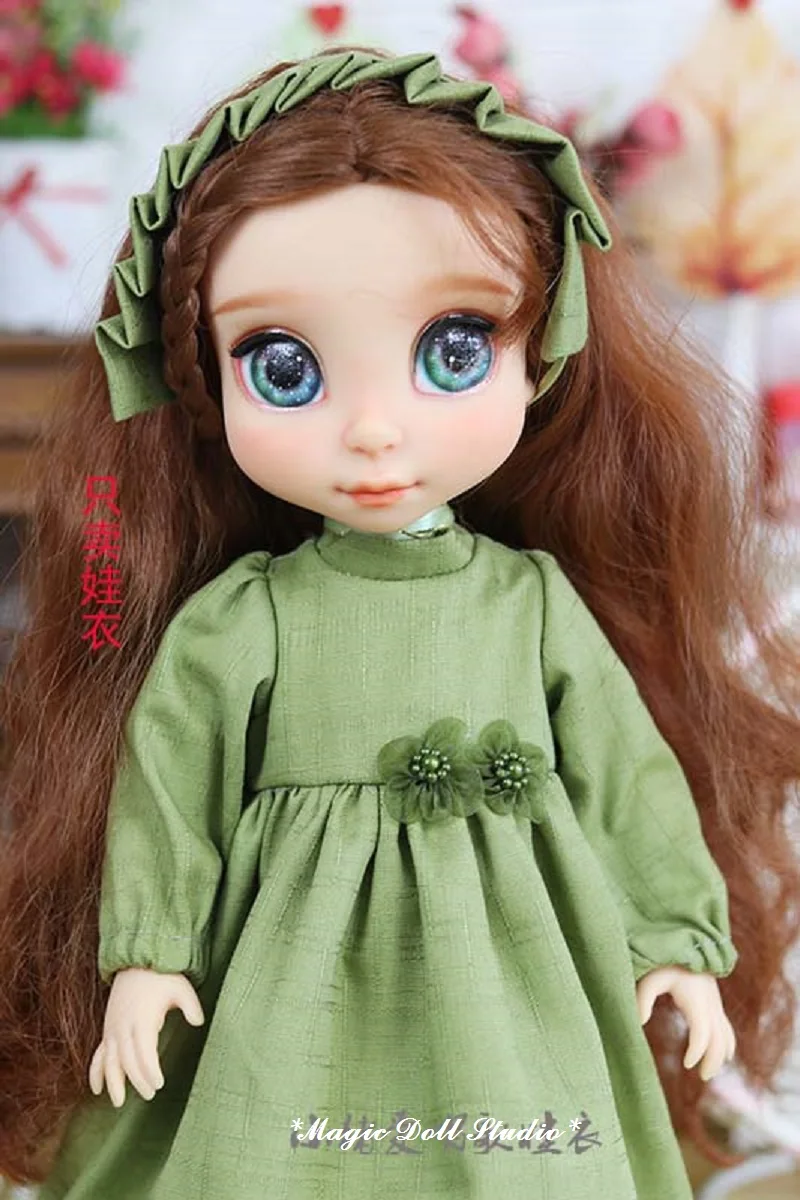 [DY208] ; 1" Disyne Doll; наряды# зеленое платье в старом стиле и волосы; Комплект для 16 дюймов; кукла для девочек; розничная