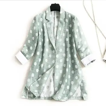 

New European and American women's dresses for spring 2020 Seven - cent sleeve lapels Dot printed Fashion coat