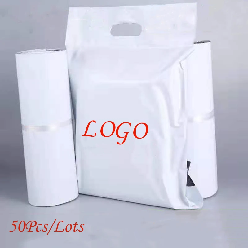 50Pcs/Pack White Tote Express Bag Thicken Waterproof Self Adhesive Seal Pouch Mailing Bags Gift Packaging Bag Poly Mailer Bags