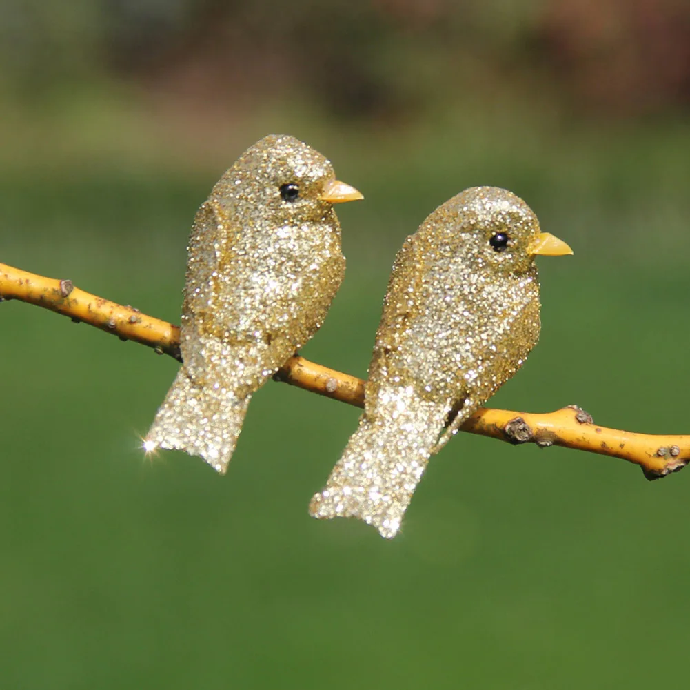 12 шт. набор мини милые украшения в виде птиц блеск для сада рождественской елки украшения искусственного моделирования пены птица легкий