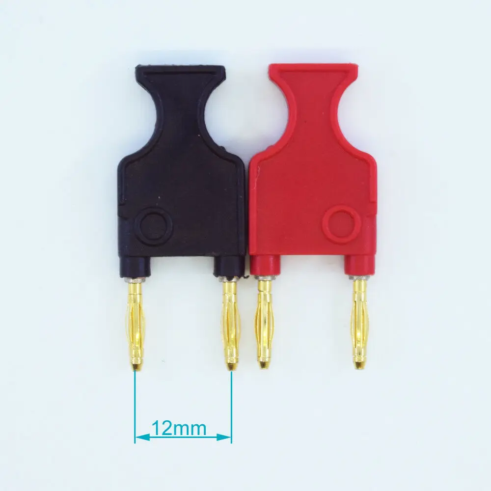 

1 pair 2mm Dual Banana Male to Single 2mm Banana Female 2 in 1 Audio Adapter Red+Black