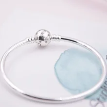 925 пробы серебряный браслет небесная застежка цепочка-змейка с кристаллами базовый браслет для шармов Подходит для женщин шарик шарм DIY ювелирные изделия