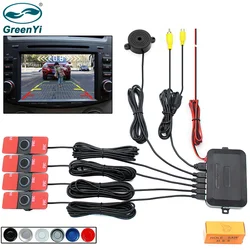 GreenYi Sensor de aparcamiento para coche, sistema Detector de Radar inverso de 13mm, sensores planos originales que pueden conectar Monitor de DVD para coche, cámara trasera