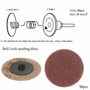 

50 PCS 2 Inch /50 Mm 80 Grit Roll Lock Sanding Discs Abrasive Pads Sandpaper For Grinding Weld Leveling Surface Metal Surface