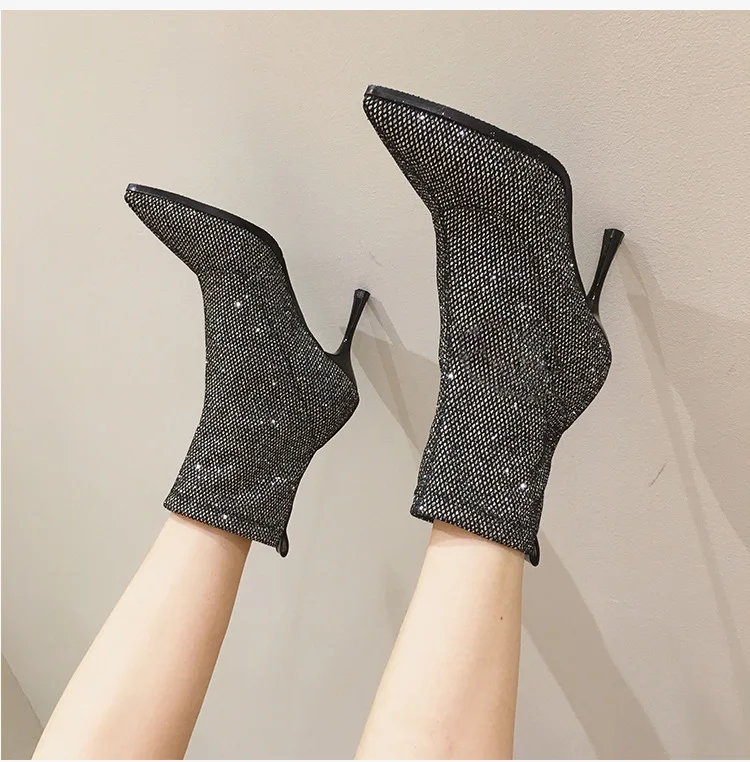 Pointy Boot Women's Boots Autumn Shoes Booties Ladies Boots-women Lace Up Winter Footwear Pointe Mid Calf High Heel Mid-Cal