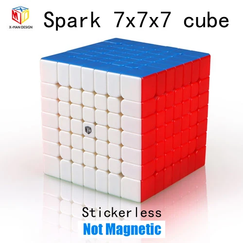 Дизайн Qiyi X-Man Spark M 7x7x7 волшебный магнитный кубик без наклеек профессиональные магниты Spark 7x7 скоростной куб головоломка Cubo magico - Цвет: Spark Stickerless