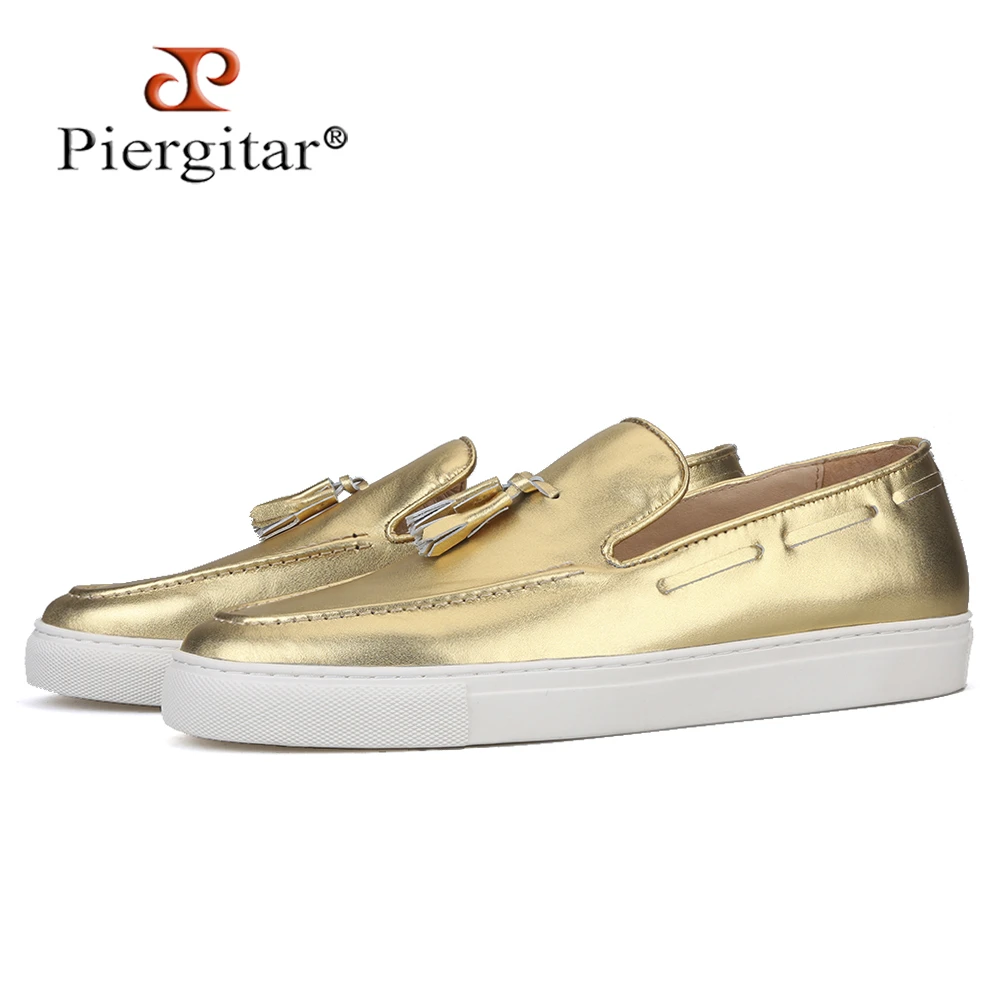gold color sneakers