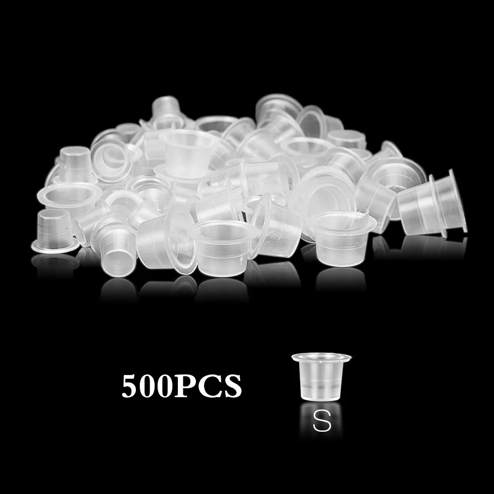 Смешанные 500 шт S/M/L Аксессуары для татуировок одноразовые пластиковые микроблейдинг чернила для татуировки колпачок пигмент прозрачный держатель Контейнер - Цвет: S