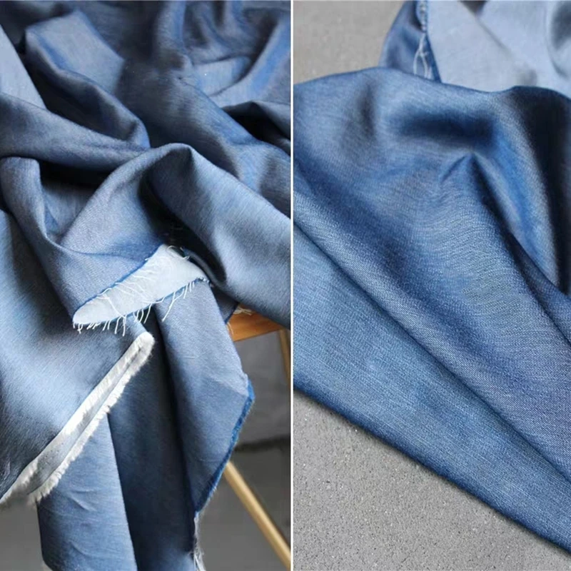 Thin Cotton Denim Fabric Imitation Tencel Smooth For DIY Crafts Jeans Dress  T-Shirt Shirting Material Patchwork Clothes Sewing Costume Making