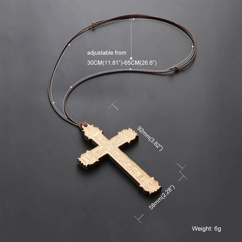 Регулируемое деревянное ожерелье с подвеской в виде католического Иисуса, веревочная цепочка на шею для мужчин и женщин - Окраска металла: I