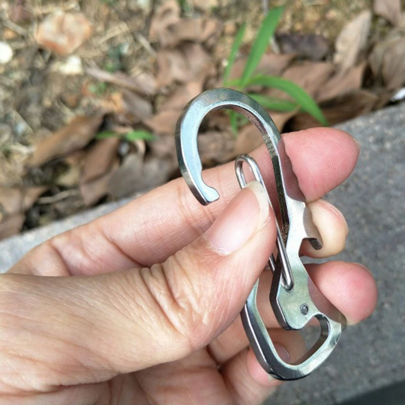 Titanium Alloy Tiny Carabiner Key Chain Climbing Clips Snap for Camping Hiking Fishing Travel Outdoor Natural Color VGEBY1 Mini Carabiner 