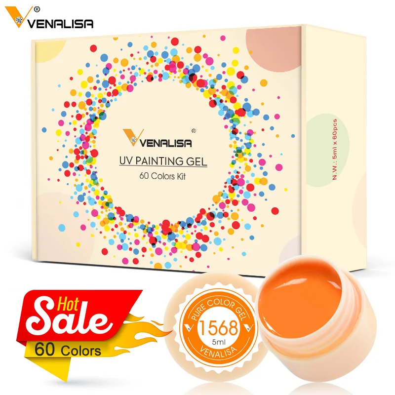 Venalisa Painting Gel 60 colors 5ml Professional Nail Paint Color Gel Polish For Nail Art UV Gel Lacquer Gel Varnish 6