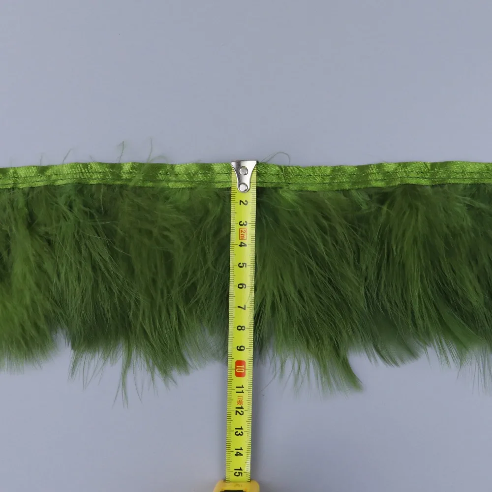 HB0401037 8-10cm army green marabou feather fringe 3