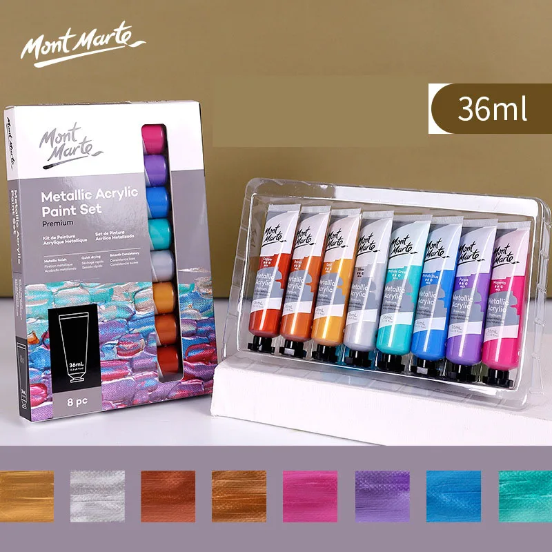 Metal Pearlescent Color Acrylic Paint Set 8Colors 18ml Hand-painted Wall Painting Creation Quick Dry Highly Shaped Acrylic Paint