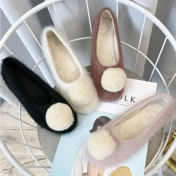 

Women's Flat Shoes 2019 Autumn Winter Korean Style Slip on Loafers For Girl Short Plush Warm Woman Winter Shoes Female Loafers