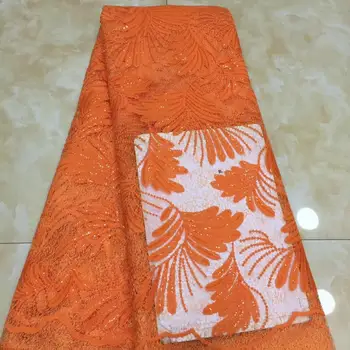 

Madison Latest African Fabrics Flowers High Quality 2020 Nigerian Net Lace Fabric with Sequins Sequence Lace for Women Dresses