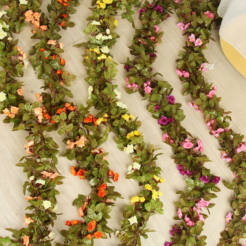 2 meters 33 artificial small rose vines home decoration ivy leaf wreath plant vine fake bougainvillea green wreat |