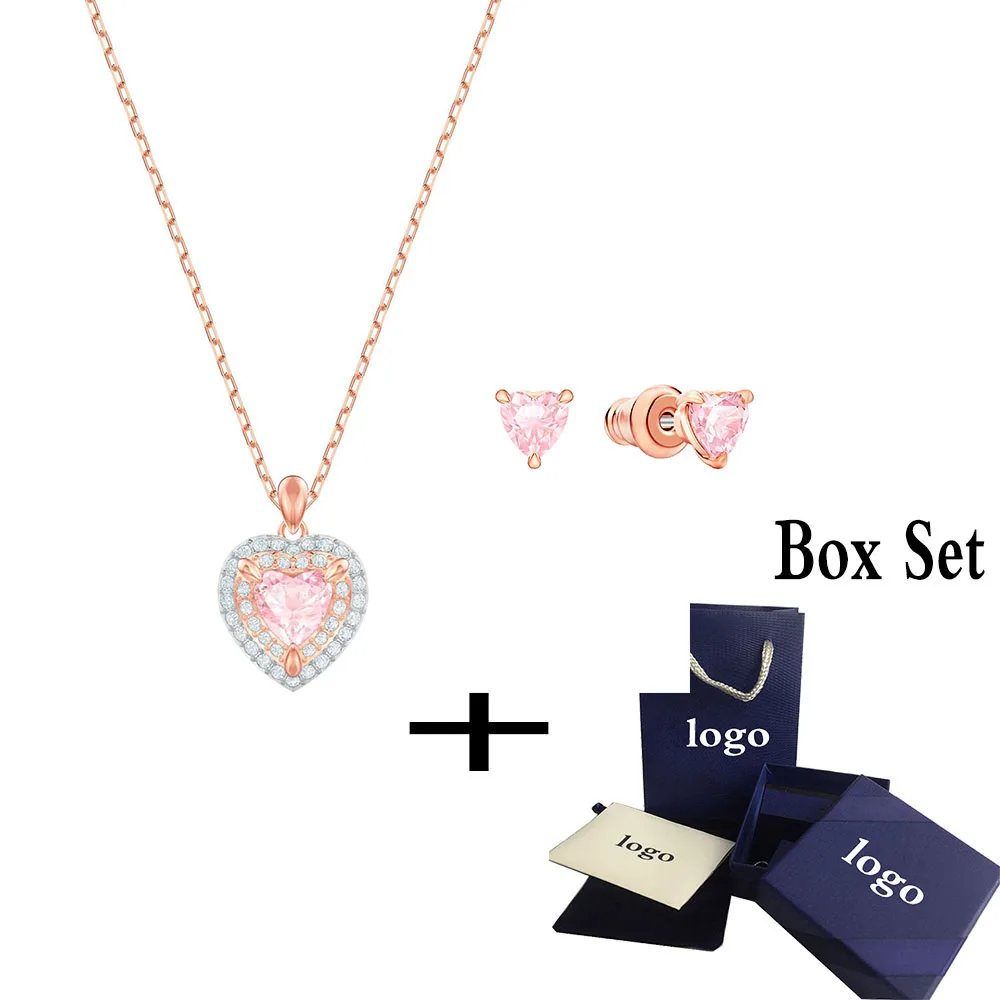 

SWA RO Seductive Elegance 2019 Original New One Suit Female Light Pink Heart-shaped Crystal To Send Mom Girlfriend Jewelry Gifts