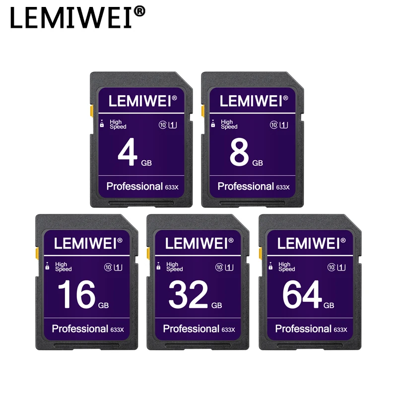 Lemiwei SD Card Professional Class10 V10 64GB 16GB U1 Memoria SDXC Card 4GB 8GB 32GB High Speed Flash Memory Card for Camera