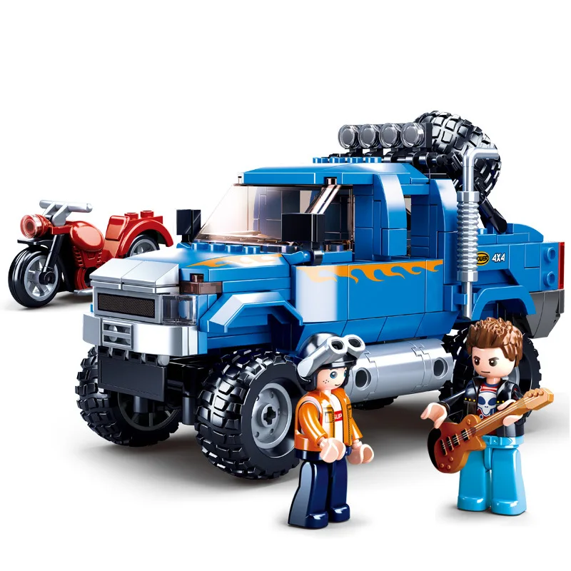

City Jaeger Model King Off-Road League Heavy Pickup Truck Building Blocks Set Racer Car Bricks Classic Model Moc Toys Kids Gift