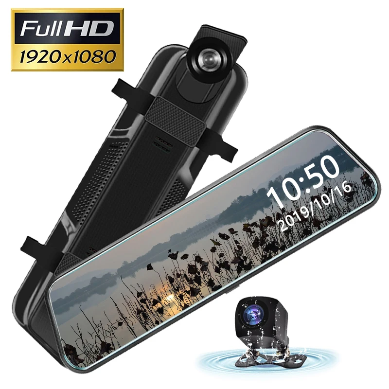 Автомобильный видеорегистратор FHD 1080P 10 дюймовый IPS экран потоковые медиа зеркало