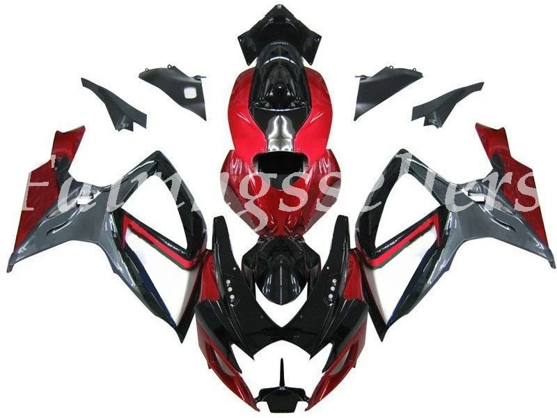 Red Silver Black Литье под давлением ABS мотоцикл обтекатели комплект подходит для Suzuki GSXR 600-750 K6 2006 2007 06 07 обтекатели красный черный - Цвет: Red Silver Black
