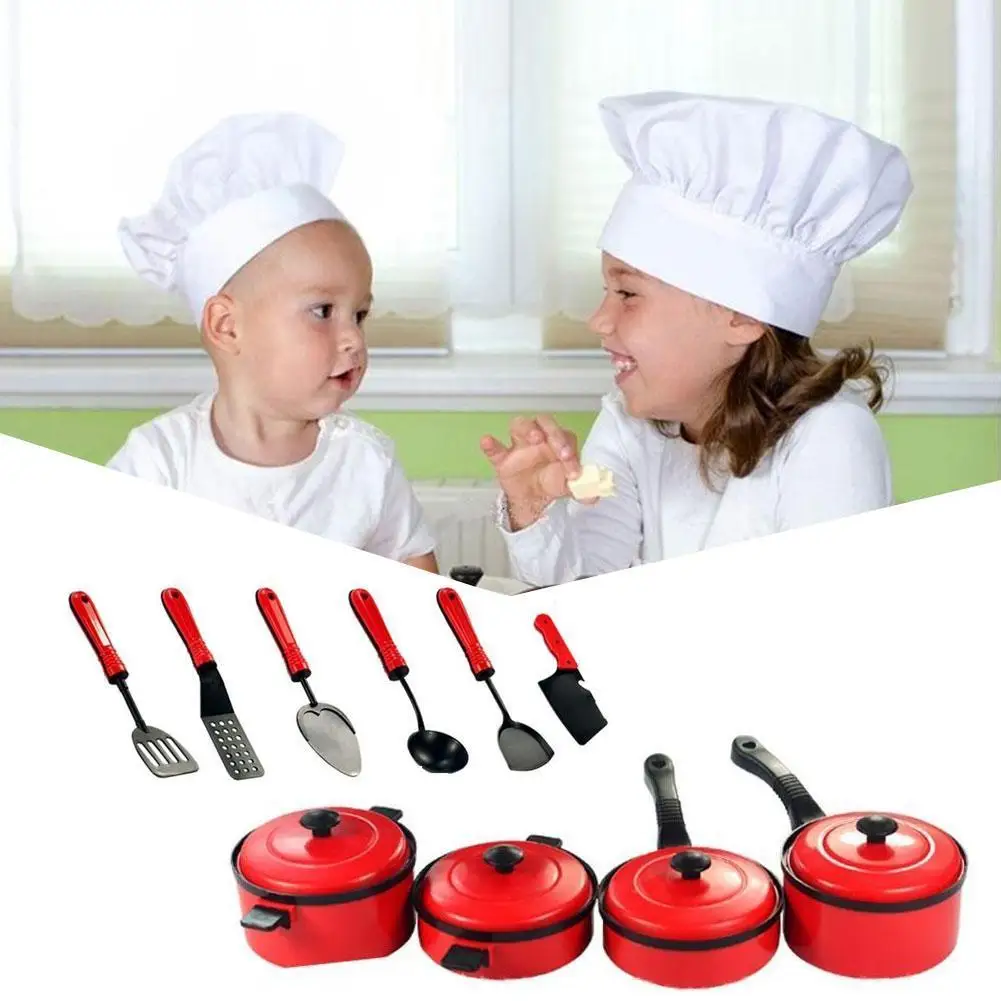 

Red Cutlery Cookware 13 Piece Set Simulation Kitchen Play Toy Educational House Children's C2O1
