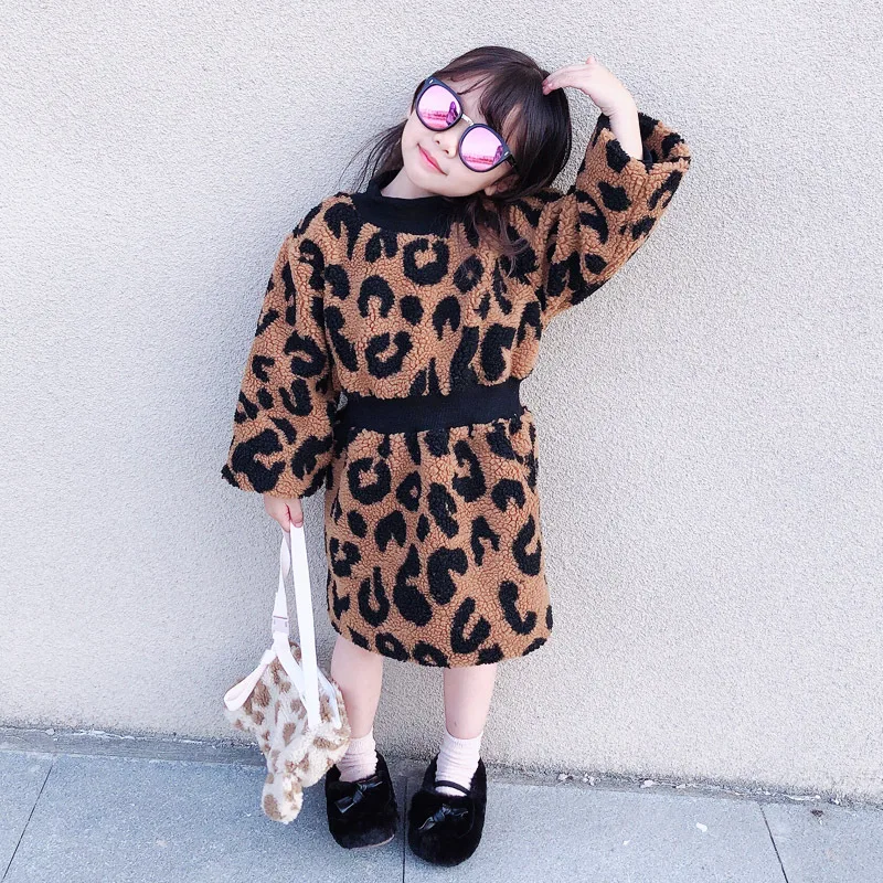 Leopard Ins/Лидер продаж; флисовое платье с леопардовым принтом для девочек; утепленные новые модные красивые платья для девочек; 6 шт./лот - Цвет: Leopard