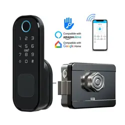 Tuya WiFi Fingerprint Lock Digital Code Waterproof Electronic Door Lock For Home Security BT Unlock Compatible with Home Alexa