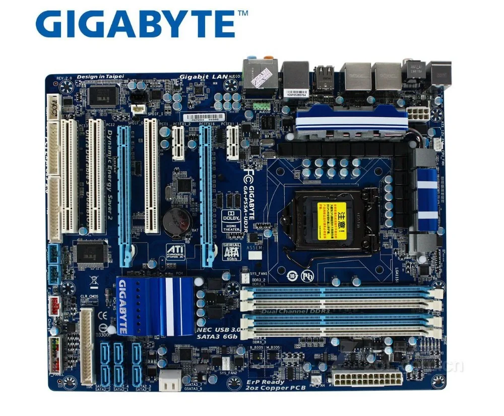Gigabyte GA-P55A-UD3R оригинальная материнская плата lga 1156 DDR3 16GB для I5 I7 CPU P55A-UD3R P55