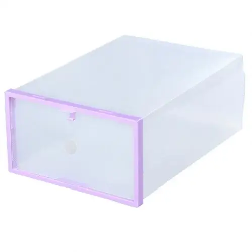 Штабелируемый утолщенный дышащий прозрачный ящик для хранения обуви, органайзер, экономит место, пластиковые органайзеры для обуви, шкаф - Цвет: Фиолетовый
