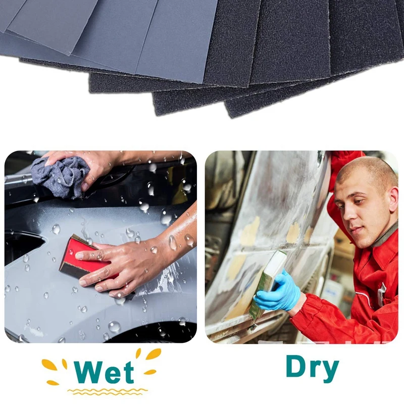 48Pcs Dry and Wet Waterproof Sandpaper Set 120-3000 Mesh Gravel Sandpaper for Wood Furniture Finishing, Metal Sanding and Car Po