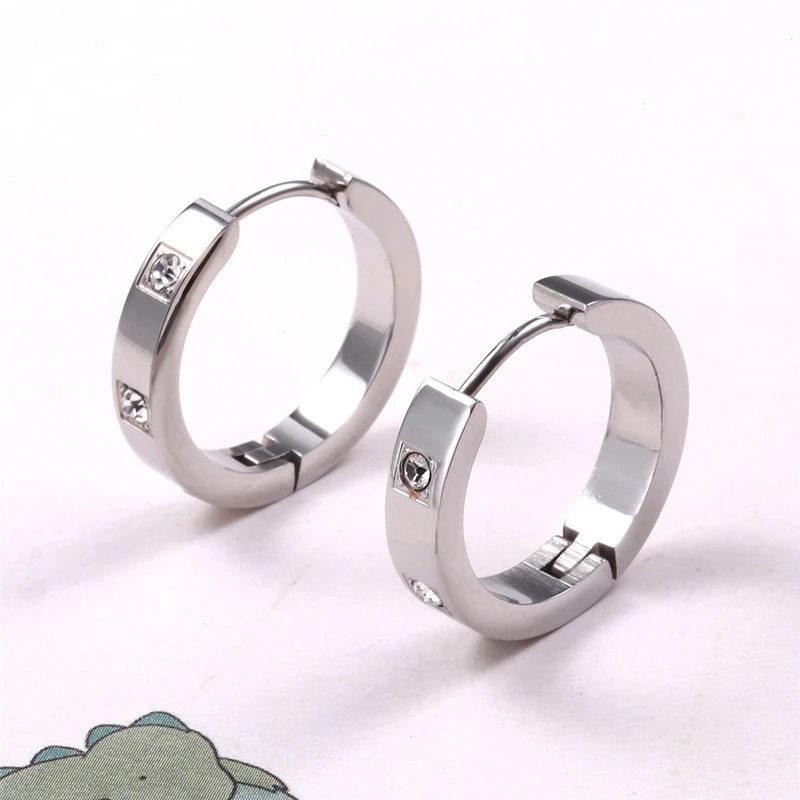 Серьга-Кольцо из нержавеющей стали серьги для Женская циркониевая Сережки для пирсинга мужские панк уши костяные серьги девушка золото маленькие серьги aretes Z5 - Окраска металла: big zircon hoop
